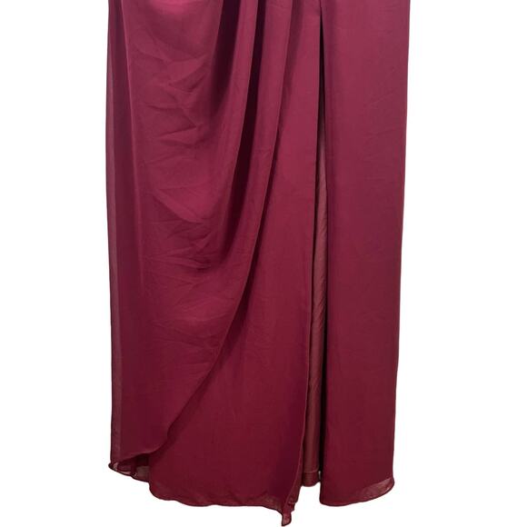AZAZIE New Mellie Cabernet Pleated Sleeveless Halter Maxi Evening Formal Dress - Picture 6 of 12